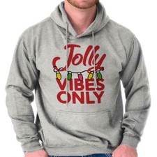 Cool Christmas Jolly Vibes Only Xmas Lights Hoodie Hooded Sweatshirt Men Women