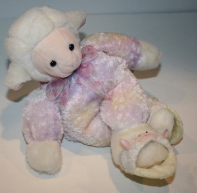 Aurora Baby Sheep Tie Dye Purple Plush Easter Lamb 11'' Slippers Stuffed Soft Toy