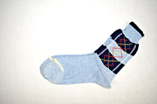 Vintage Socks King James Argyle 40s 50s Boy's 8 Blue Navy Red Yellow 7" x 7" NWT