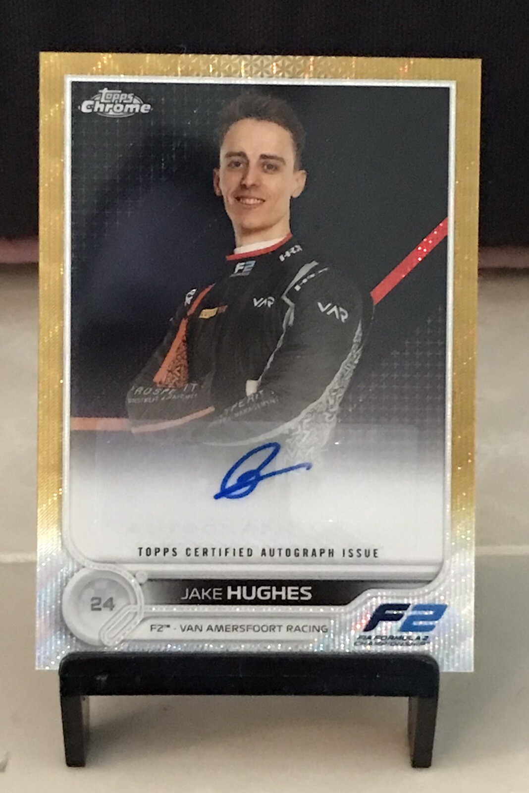 2022 Topps Chrome Formula 1 F1 F2 Gold Wave Jake Hughes Auto 33/50 Refractor