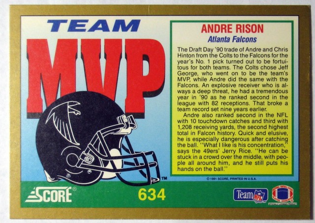 1991 Score Football Card 634 Andre Rison MVP EBay