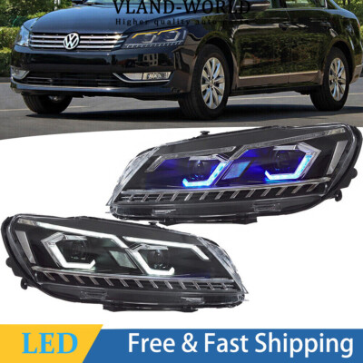 VLAND Headlights Full Led For VW Passat 2011-2015 Head Lamps w/Startup Animation