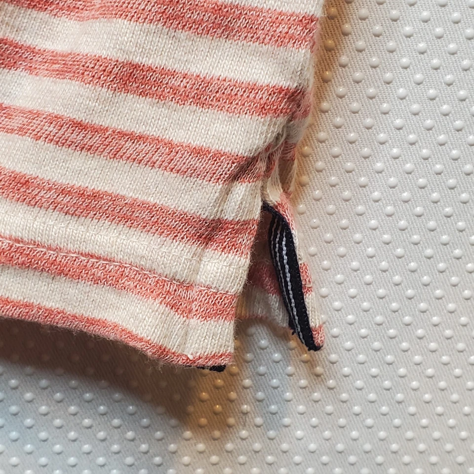 Merona Mens Short Sleeve Sweater Shirt Small Orange Beige Stripe Cotton - Image 2 of 4