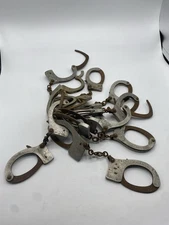 Lot Of  9 Vintage/Antique Handcuffs No Keys (-LA MASSENOTTE Maker-) Rough Shape