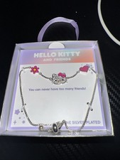 Hello Kitty Lariat Bracelet Fine Silver Plated NEW in Gift Box Sanrio
