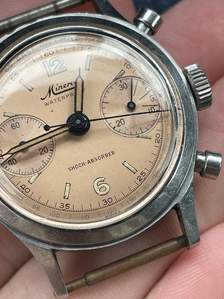 Rare Minerva Vintage Mechanical Chronograph 1940s Rare Salmon Dial! - Image 2 of 4