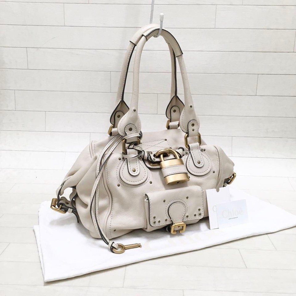 Chloe Paddington Hand Bag Leather Pink Beige Padlock Key Used 111508 | eBay