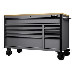 Bunker 10 Drawer Workbench Roller Tool Cabinet 56"" Light Grey - 31760 - Image 2