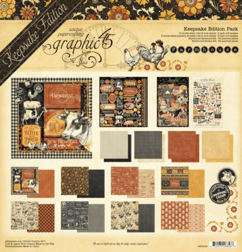 GRAPHIC 45"FARMHOUSE" KEEPSAKE EDITION 12X12 PAPER PACK    SCRAPJACK'S PLACE - Picture 1 of 16