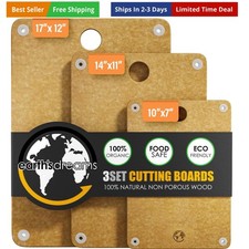 Earth’s Dreams Wood Cutting Board Set 3-Piece: Small, Large & Extra Large - C...