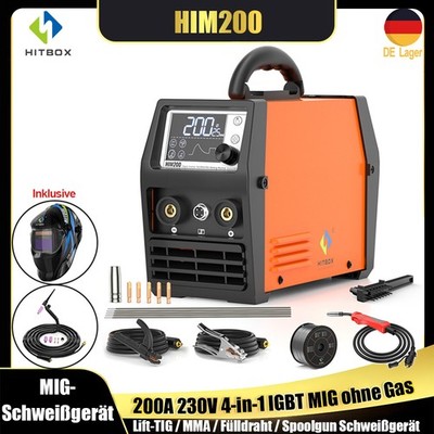 HITBOX 200A 4in1 Gaslos MIG-Schweißgerät 240V Wechselrichter STICK TIG Spoolgun