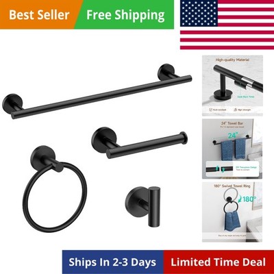 Matte Black Bathroom Hardware Set, Modern 24-Inch Towel Bar Set Wall Mounted,...