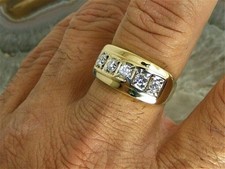 3 Ct Round Simulated Diamond Men's Engagement Band Ring 14k Yellow Gold Plated