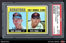 1967 Topps #459 Dick Bosman / Pete Craig Senators RCs RC PSA 8 - NM/MT