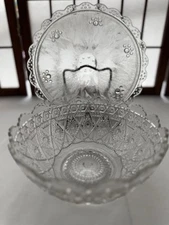 Vintage Glass Plate And Bowl