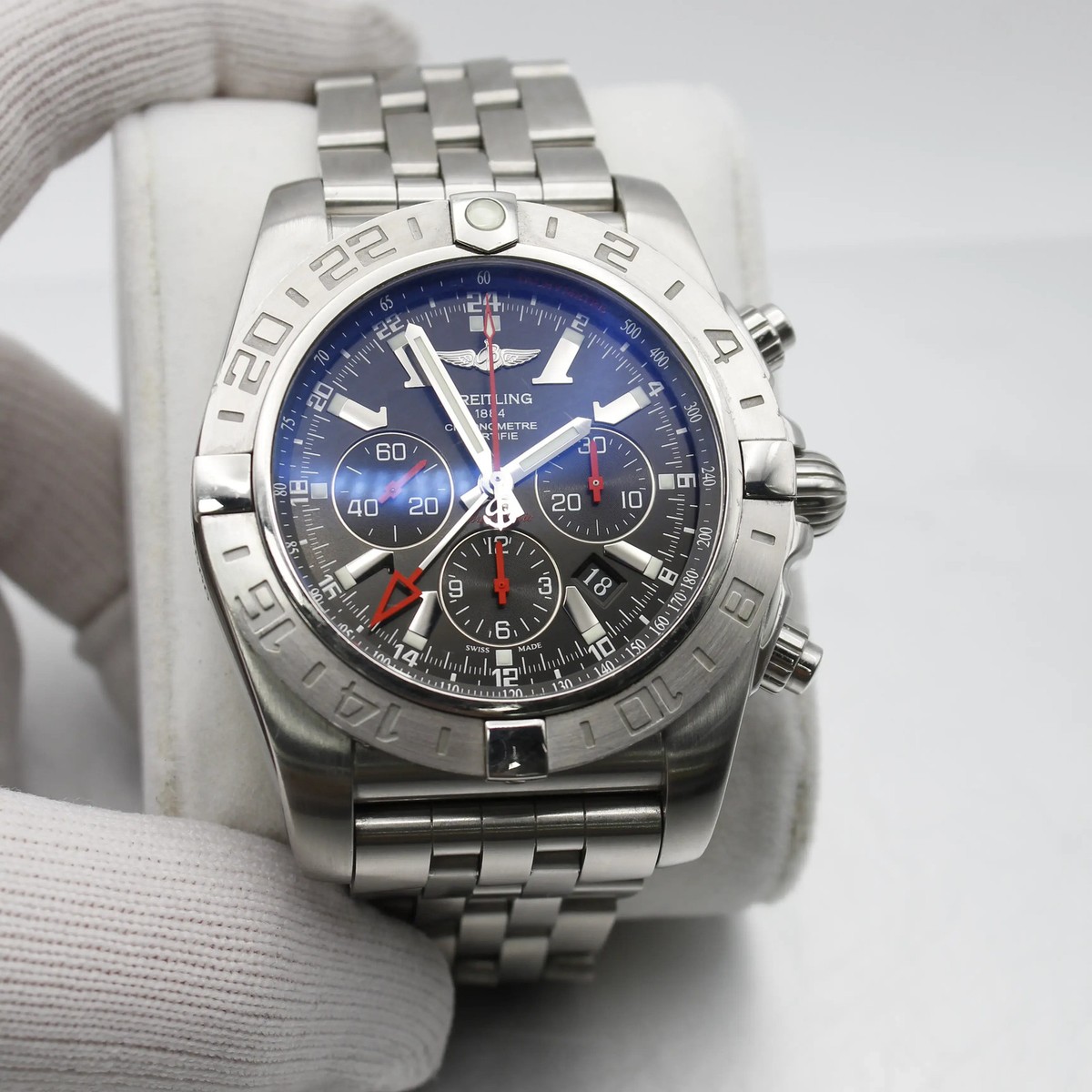 Breitling Chronomat GMT Stainless Steel Black Dial Mens Watch