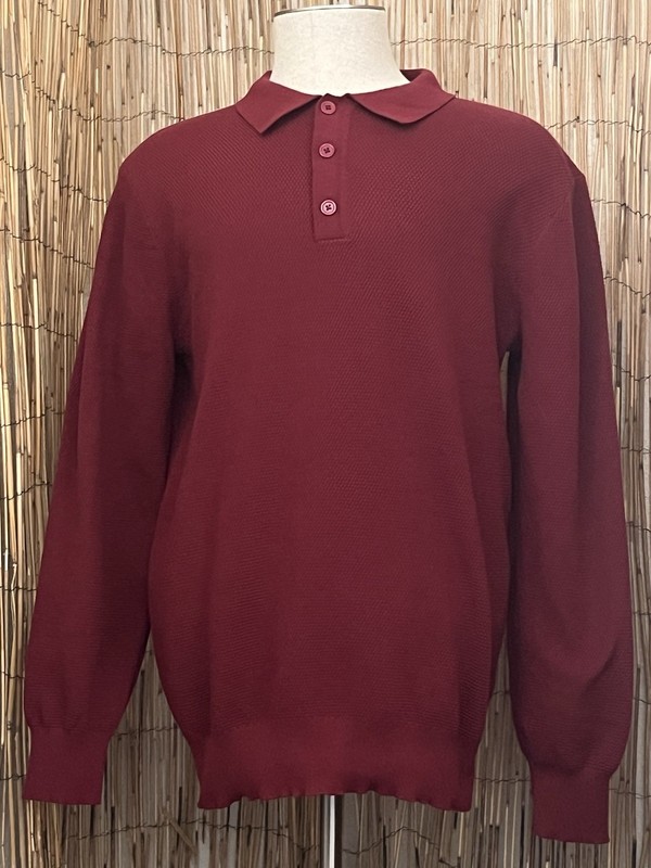 Coofandy Mens LS 3-Button Polo-Medium-NWT-100% Polyester Knit