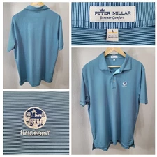 Peter Millar Summer Comfort Polo Shirt Men's Large Blue Striped Haig Point Golf 