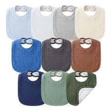 Muslin Baby Bibs for Unisex Boys Girls, Cotton Drool Bibs, Adjustable Newborn...