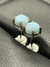 New Condition Sterling Silver Larimar 6MM Stud Earrings 925 Genuine