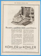 1924 Kohler Bathroom Boy Playing in Bathtub Bath Decor Elliot Brown Art Ad