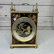 Orologio da scrivania smaltato cloisonne svizzero Imhof carica manuale sorprendente RARO vintage Fuji