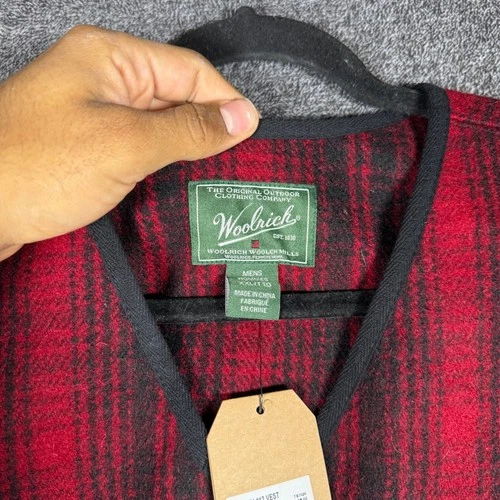 Woolrich Mens Utility #12 Vest Red Black Plaid Wool Blend XXL NWT 18401 image 4