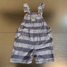 Oshkosh B'Gosh Striped Denim Overalls Shortalls Carpenter Size 12M