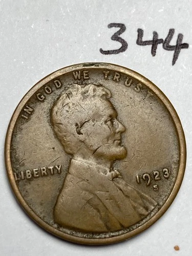 1923-S LINCOLN WHEAT CENT, low mintage date, nice fine grade,  #344
