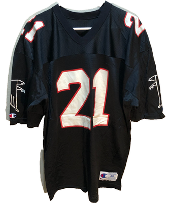 その他 DEION SANDERS ATLANTA FALCONS #21 jersey Deion Sanders #21 Atlanta Falcons NFL Vintage Champion NFC Black