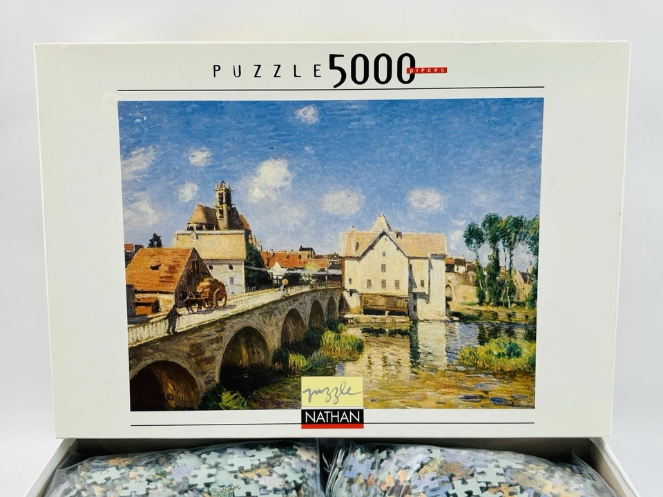 Nathan 5000-Piece Jigsaw Puzzle of The Bridge at Moret by Alfred Sisley COMPLETE - Image 2 of 4