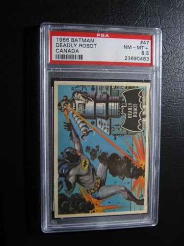 1966 Topps Batman Black Bat #47 Deadly Robot — PSA 8.5