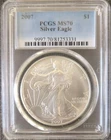 2007 1 Oz Silver American Eagle PCGS MS70 Blue Label