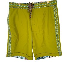 Robert Graham Men's Swim Shorts DECKER Olive Chartruese Bright Green STAINED 34