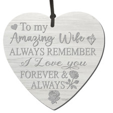 Valentines Day Gifts My Amazing Wife Love Heart Hanging Plaque Wife Keepsake
