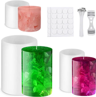 Huamudm 3 Stück Silikon Kerzenform Rund, Silikonform Zum Gießen Set, 3D DIY Bubb