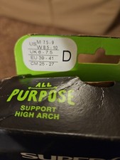 Superfeet All-Purpose Support High Arch Insoles M 7.5-9 W 8.5-10 D Open Box