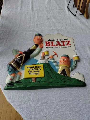 VERY RARE VINTAGE BLATZ BEER VACUFORM SIGN B-286 3D MINER BREWED IN MILWAUKEE