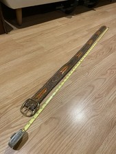 Cool Vintage Leather Belt, Embossed ,Tooled ,Laced, With Brass Buckle.