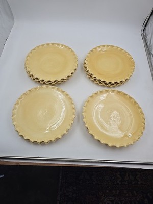 RARE Pot Luck  Yellow Ruffled Ceramic Plate  10.5 In VINTAGE Set Of 10   50s 
