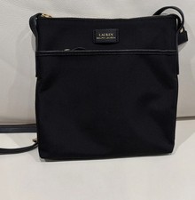 LAUREN RALPH LAUREN Black Zip Crossbody Leather/ Canvas Quiet Luxury Bag