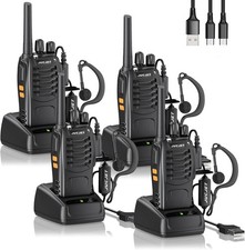 Long Range Rechargeable Walkie Talkies 2 Way Radios with Earpieces Flashlight