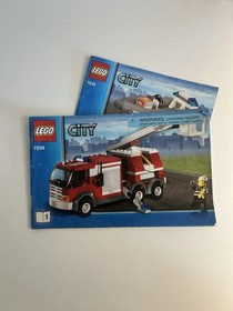 LEGO City Fire Truck 7239 Complete Set w/ Minifigures, Boat & Instructions
