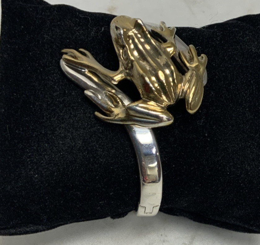 Sergio Bustamante Signed Frog Bangle Bracelet .92… - image 9