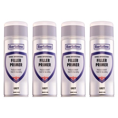 4x Bartoline Füller Grundierung schnelltrocknend Kunststoff Metall Holzkleber grau 400ml