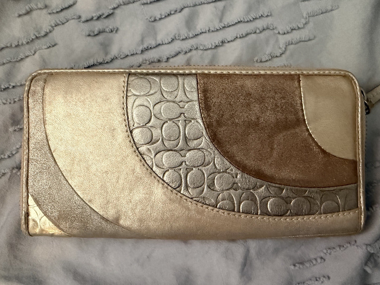 Coach Authentic Patchwork Full Size Gray/Silver Z… - image 2