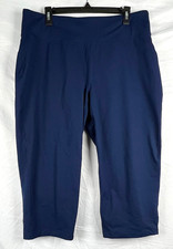 Lands' End Navy Blue Cropped Poly/Spandex Knit Pants 1X 16W-18W 