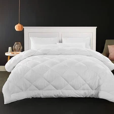 Cotton Comforter White Down Alternative Duvet Insert 100% Percale Cotton, Quilt