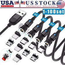 180  360  Rotate Magnetic Charger Cable Phone Fast Charging Type C Micro USB Lot