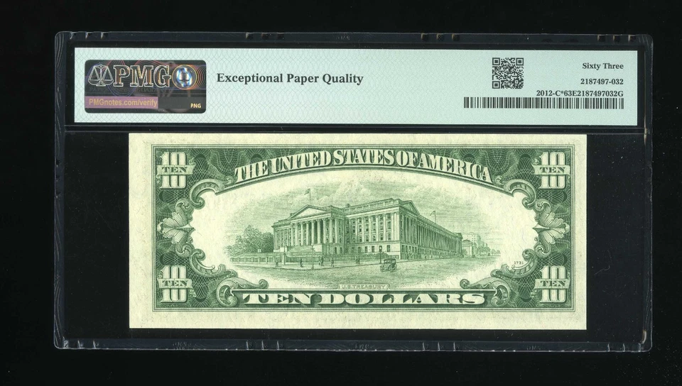 DBR 1950-B $10 Philadelphia STAR Fr. 2012-C* PMG 63 EPQ Serial C05492278* - Image 2 of 2